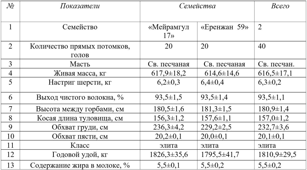 Таблица 6 - Зоотехническая характеристика
верблюдоматок казахского бактриана Аральского заводского типа линии «Сакон-бура
41»